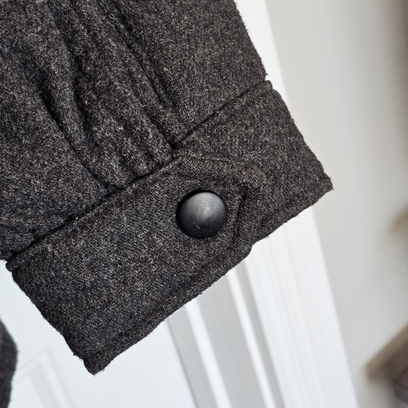 J. Jill Charcoal Gray Wool Blend Quilted Down Puffer Coat Size Small - Picture 7 of 8